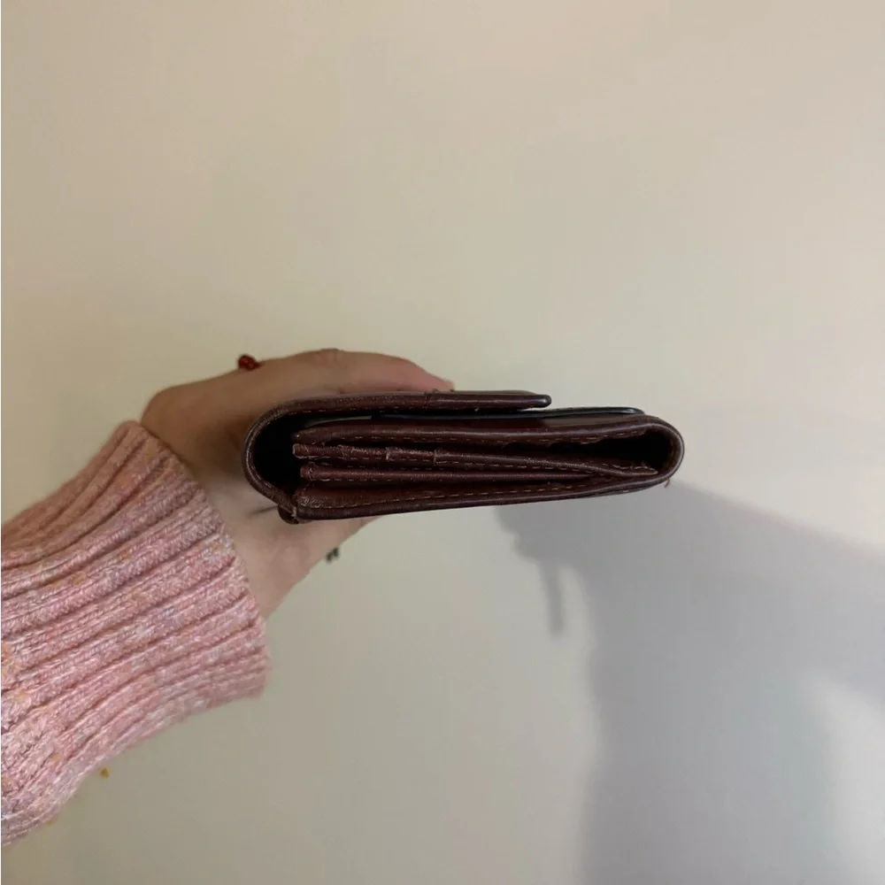 Coach Ashley Mahogany Dark Brown Leather Clutch Wallet